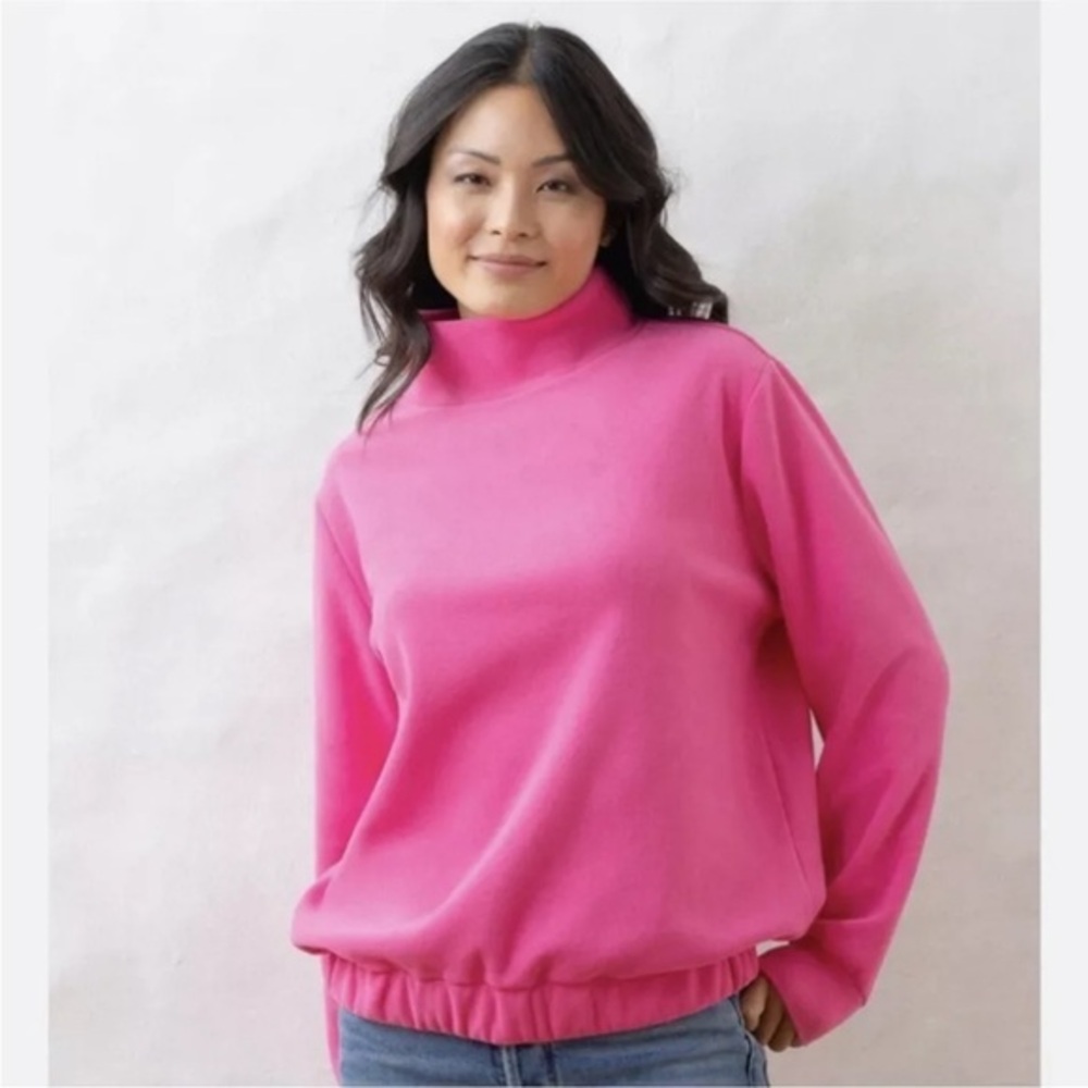 Dudley Stephens  mock neck bubblegum pink Baldwin Cowlneck in Terry Fleece XS